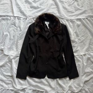 Jaclyn Smith Vintage Tailored Jacket with Faux Fur Collar